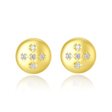 Flower Cubic Zirconia 14K Real Gold Plated 925 Silver Earring for Women